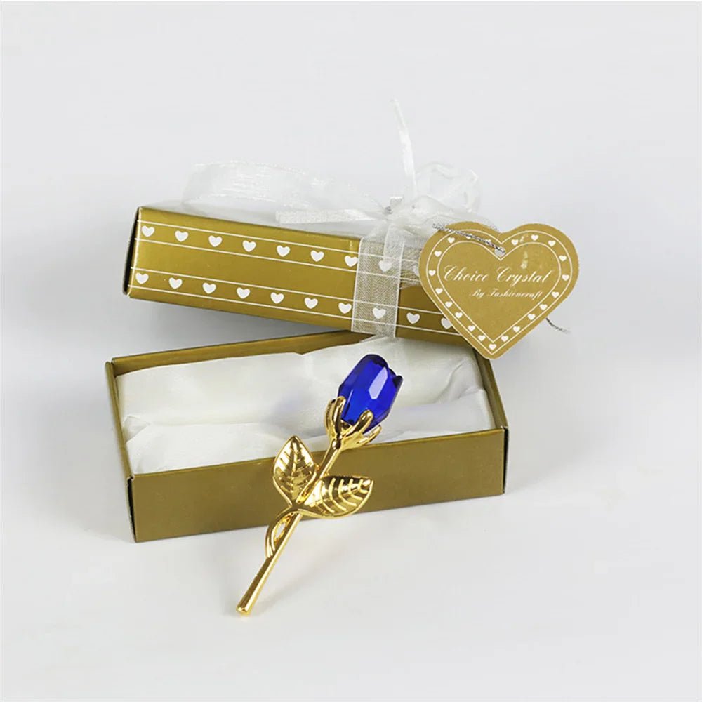 CRYSTIVA – Elegant Crystal Rose Keepsake with Gold or Silver Rod