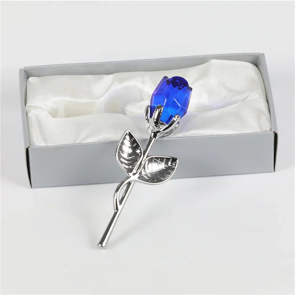 CRYSTIVA – Elegant Crystal Rose Keepsake with Gold or Silver Rod