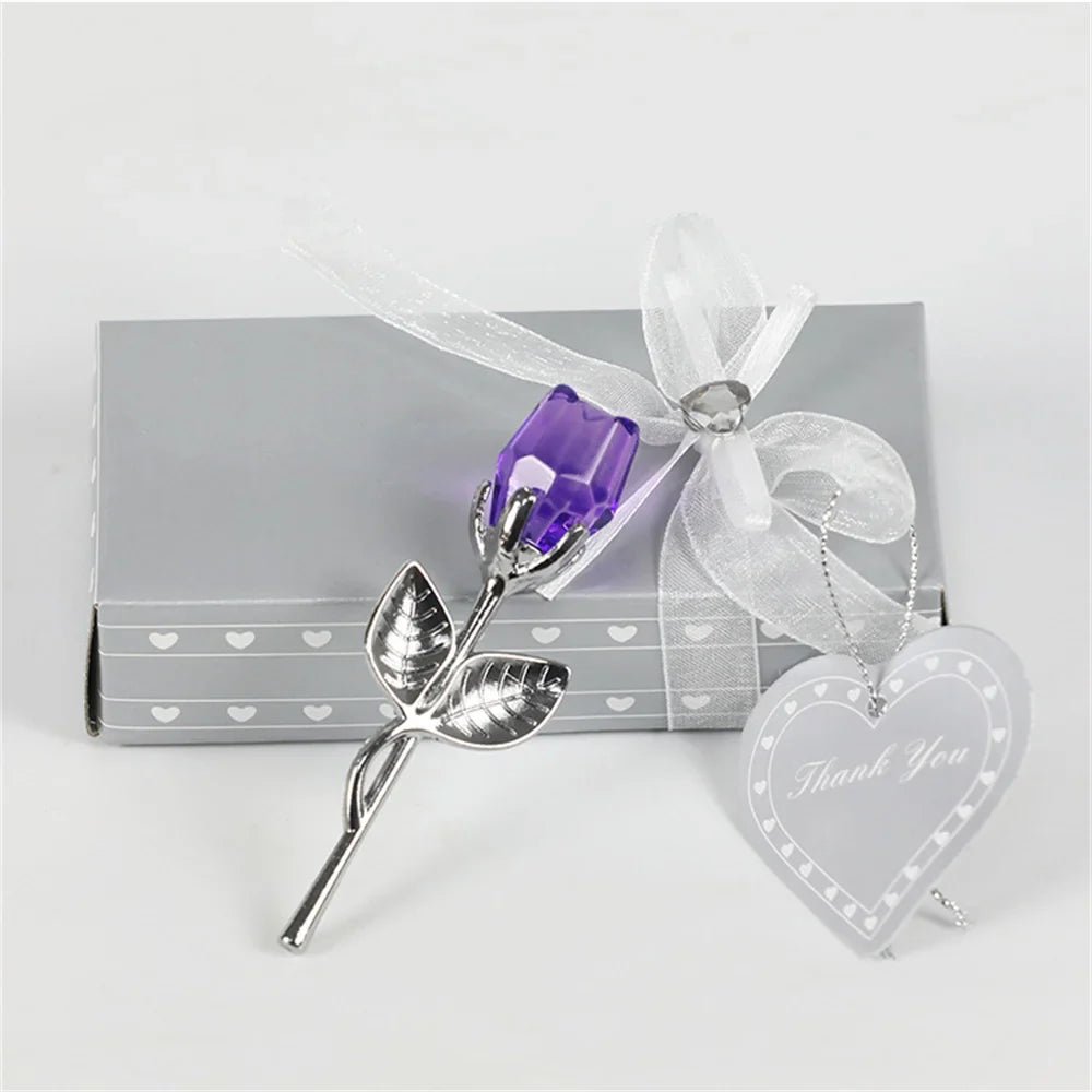 CRYSTIVA – Elegant Crystal Rose Keepsake with Gold or Silver Rod