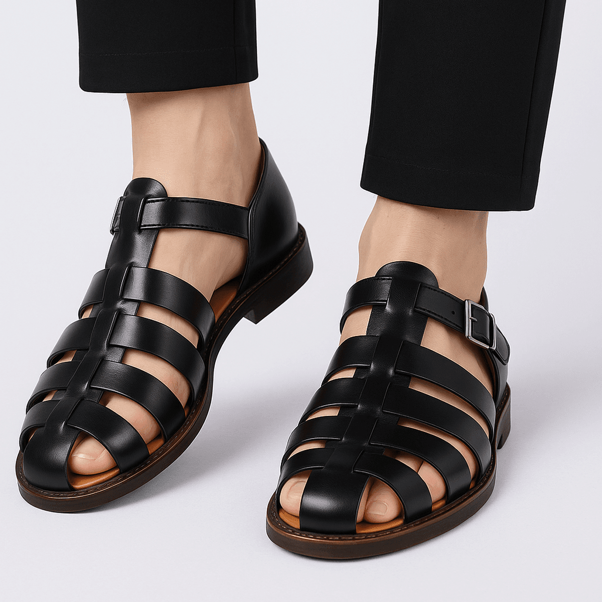 Dominic | Men's Classic Casual Sandals with Closed Braided Pattern 0