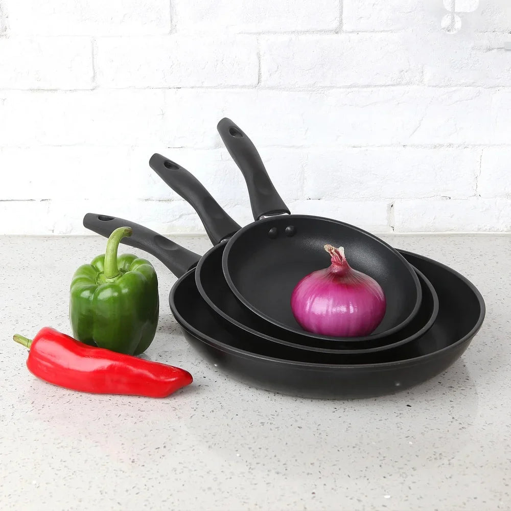 COOLGRIP PAN – 3-piece non-stick aluminum skillet set with cool-touch handles 2