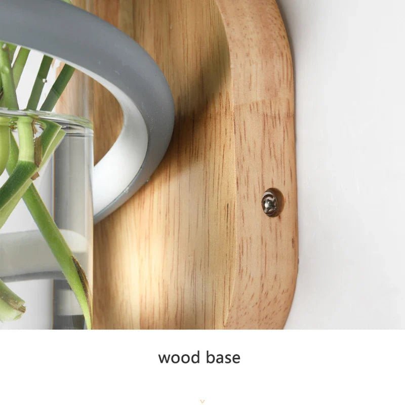 NORDLUME – Lámpara de pared exterior de madera nórdica con jarrón y luz LED