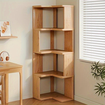 CornerWood - Solid Wood Corner Cabinet with Angled Shelves for Space Saving 0