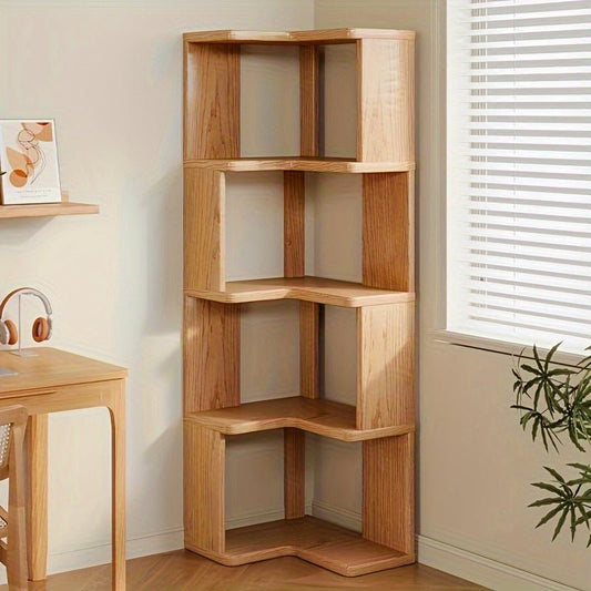 CornerWood - Solid Wood Corner Cabinet with Angled Shelves for Space Saving 0