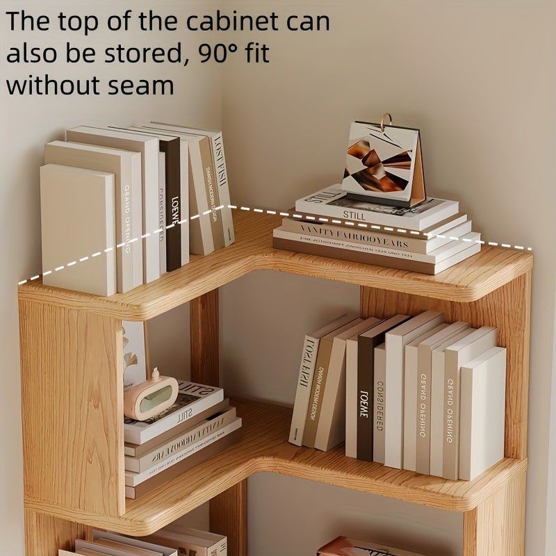CornerWood - Solid Wood Corner Cabinet with Angled Shelves for Space Saving 4