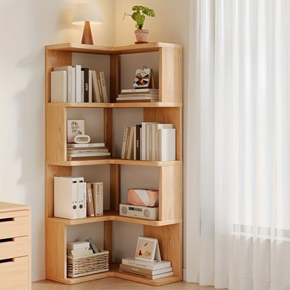 CornerWood - Solid Wood Corner Cabinet with Angled Shelves for Space Saving 1