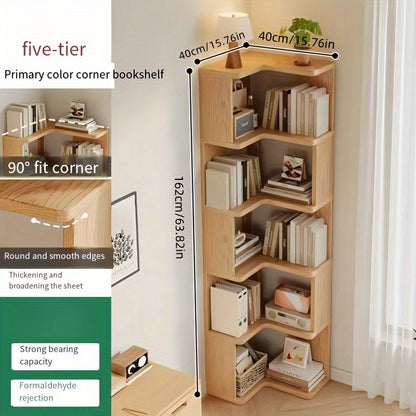 CornerWood - Solid Wood Corner Cabinet with Angled Shelves for Space Saving 3