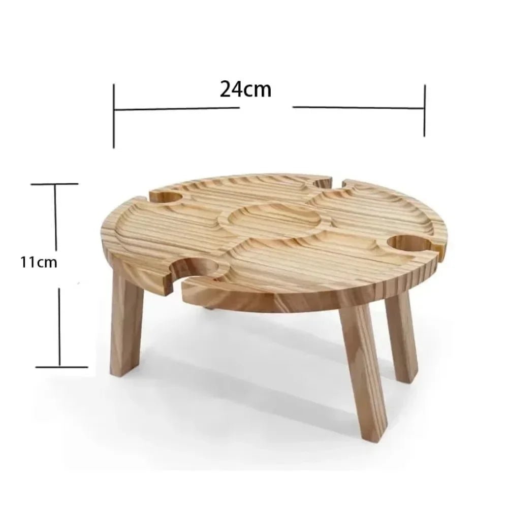 Portable Wooden Folding Picnic Table with Integrated Wine Holder - Ideal for Outdoor Dining 4