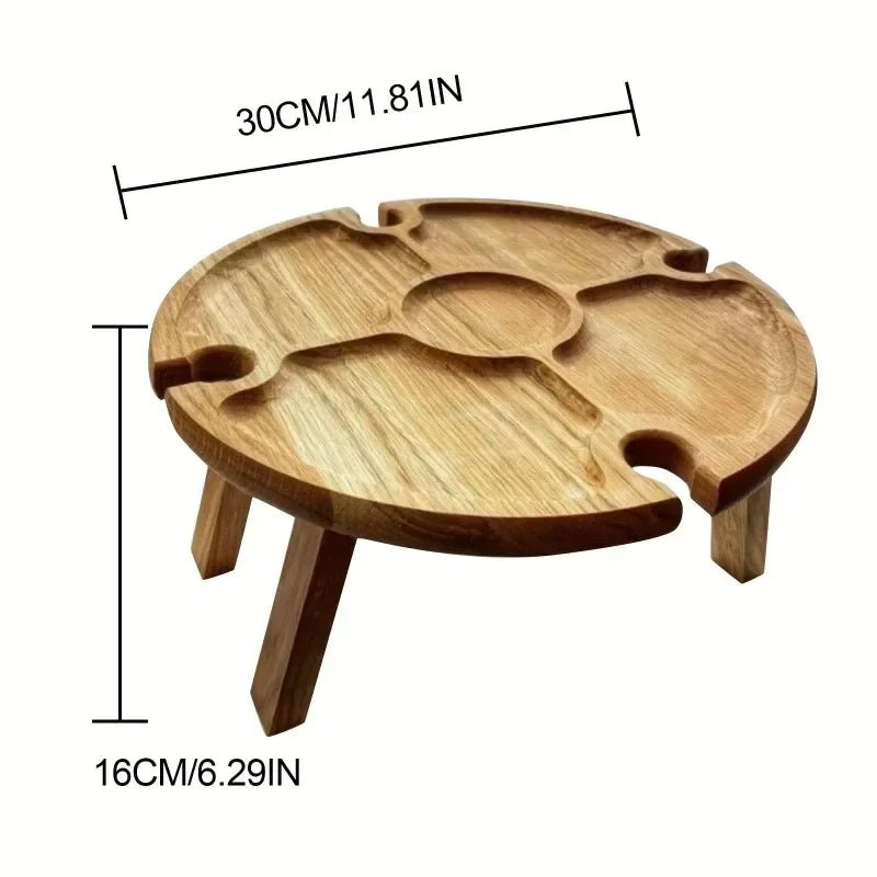 Portable Wooden Folding Picnic Table with Integrated Wine Holder - Ideal for Outdoor Dining 5