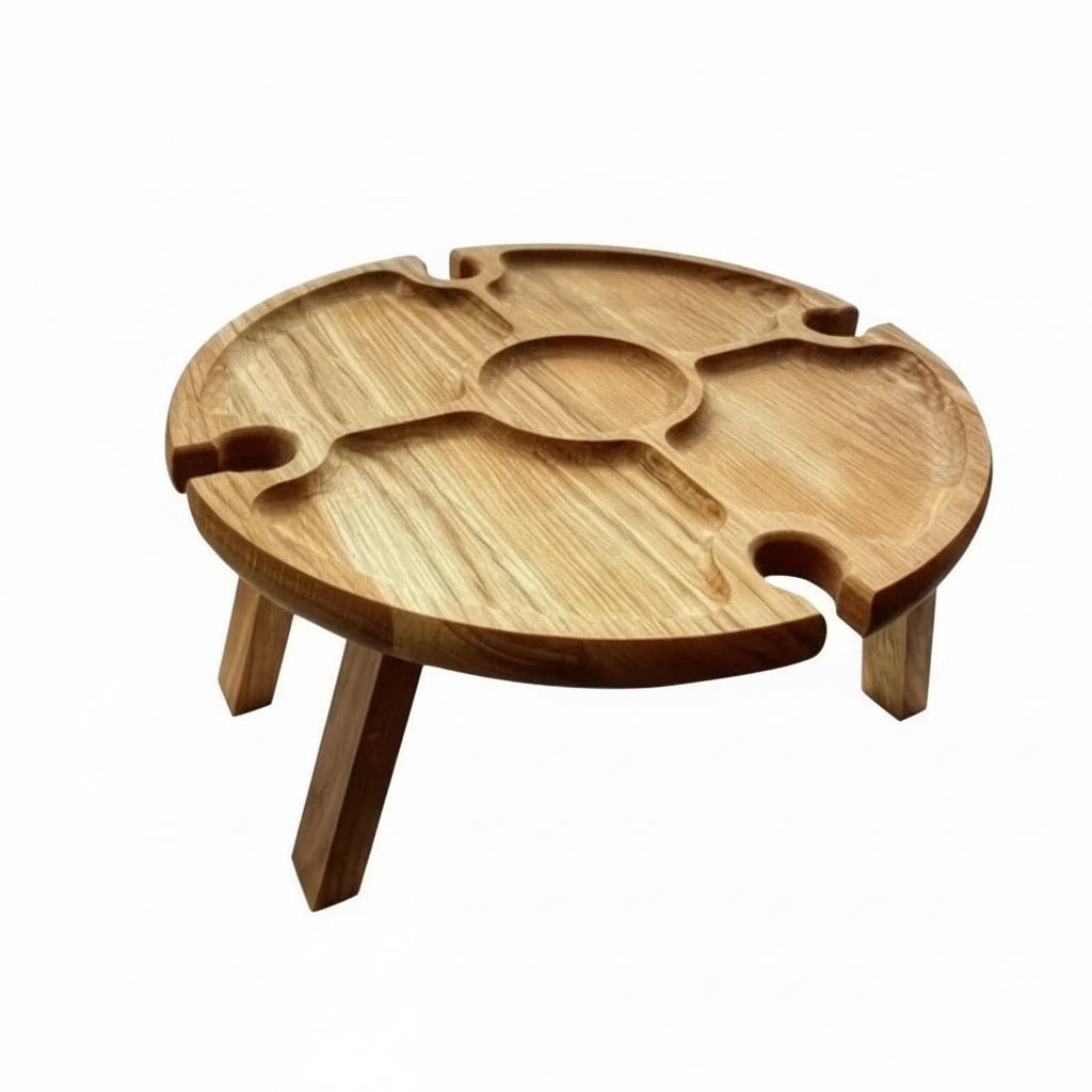Portable Wooden Folding Picnic Table with Integrated Wine Holder - Ideal for Outdoor Dining 6