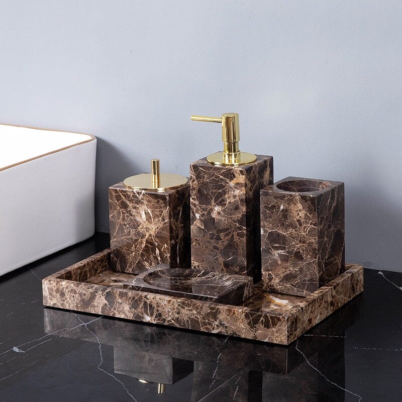 OPULENTIS – Premium Dark Marble Accent Bathroom Essentials 3