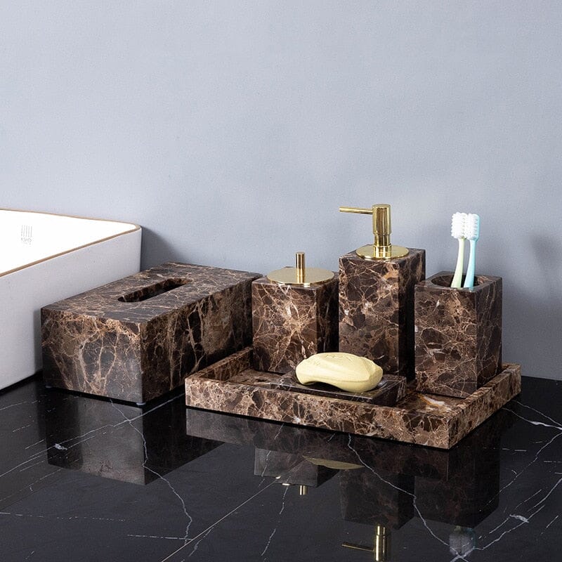 OPULENTIS – Premium Dark Marble Accent Bathroom Essentials 2
