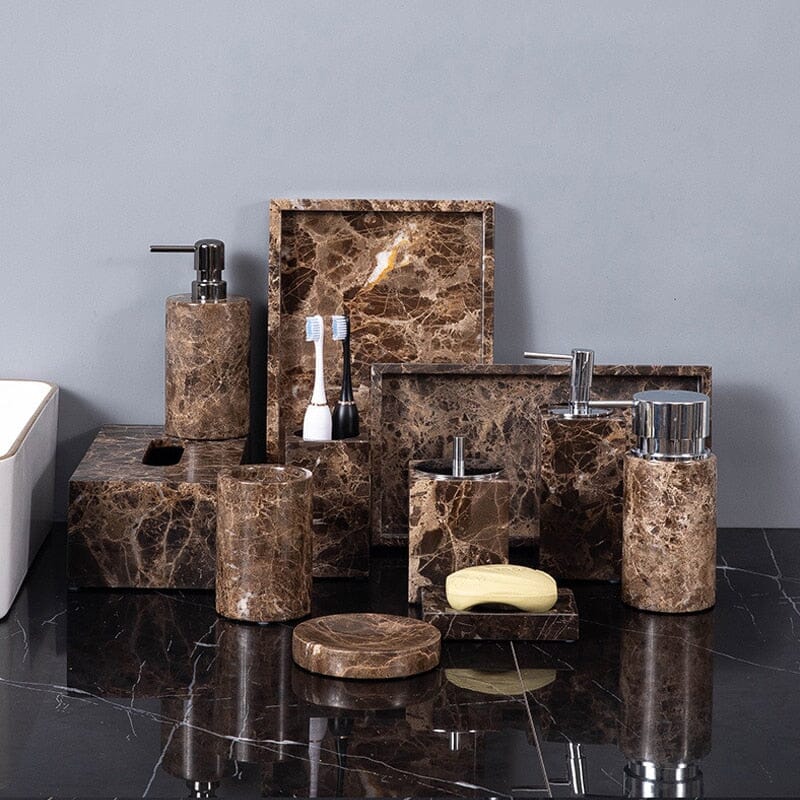 OPULENTIS – Premium Dark Marble Accent Bathroom Essentials 1