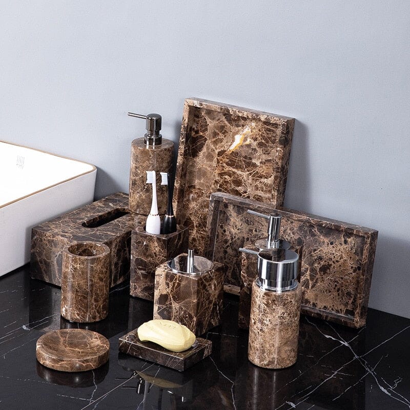 OPULENTIS – Premium Dark Marble Accent Bathroom Essentials 4