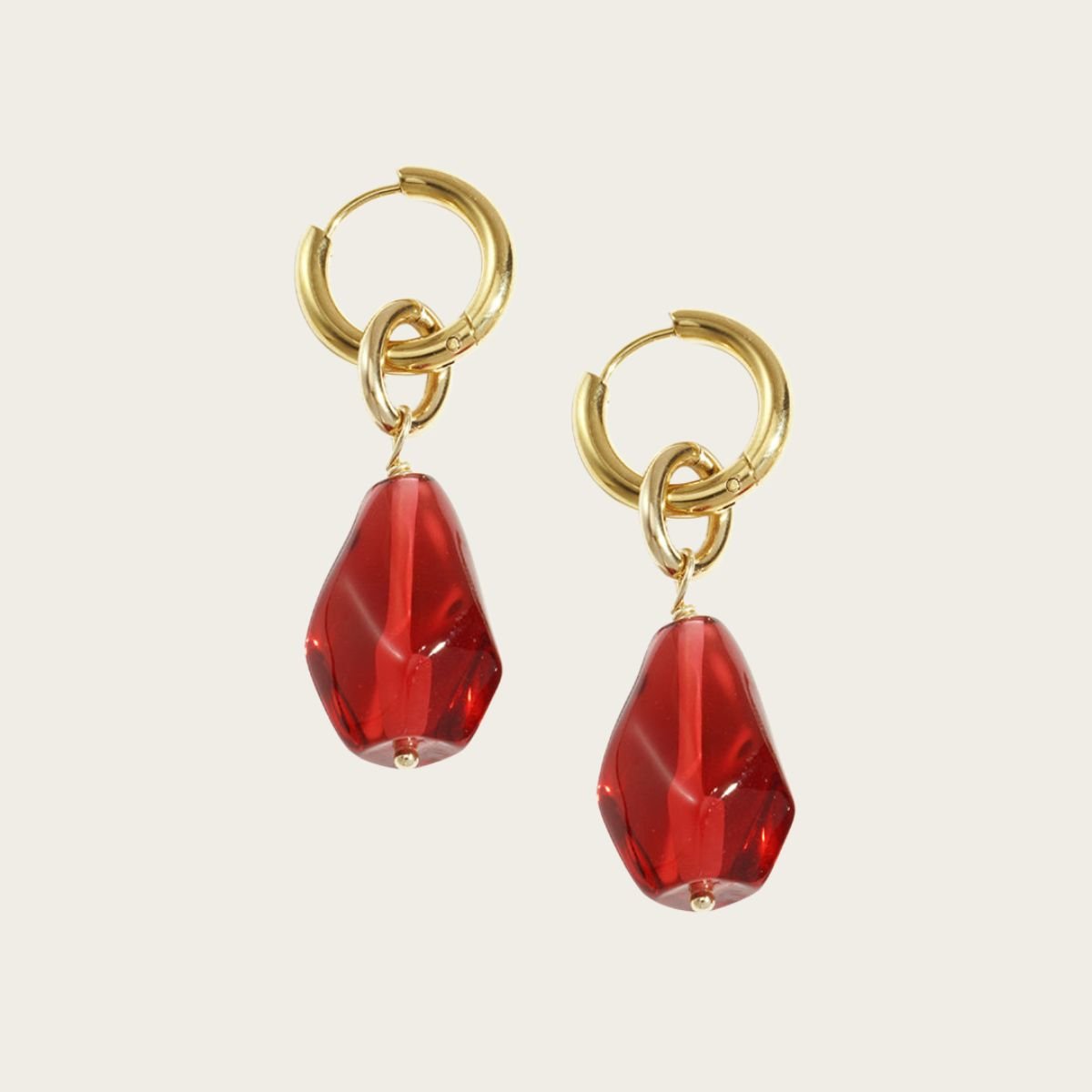 Pendientes colgantes de resina Ocean Bloom Gold Crimson