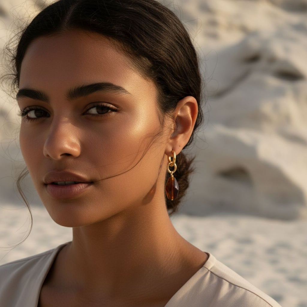 Ocean Bloom Gouden Karmozijnhars Hanger Oorbellen