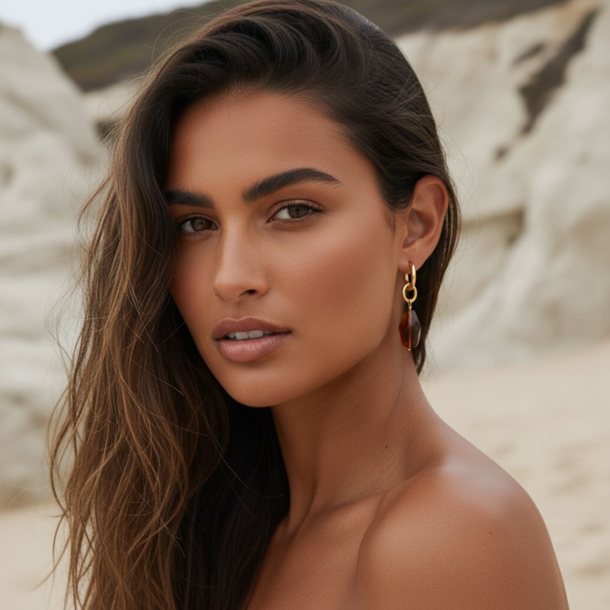 Pendientes colgantes de resina Ocean Bloom Gold Crimson