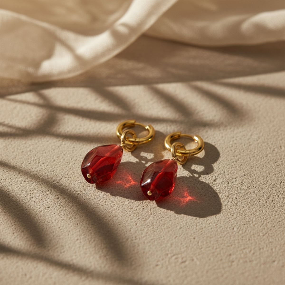 Pendientes colgantes de resina Ocean Bloom Gold Crimson