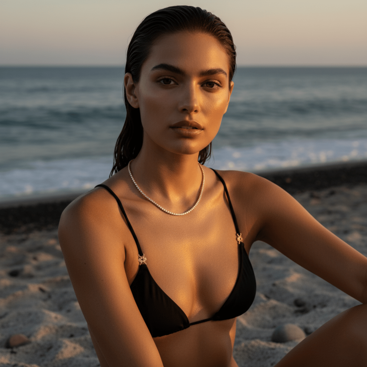 Collar de tenis de oro y plata Ocean Pebble