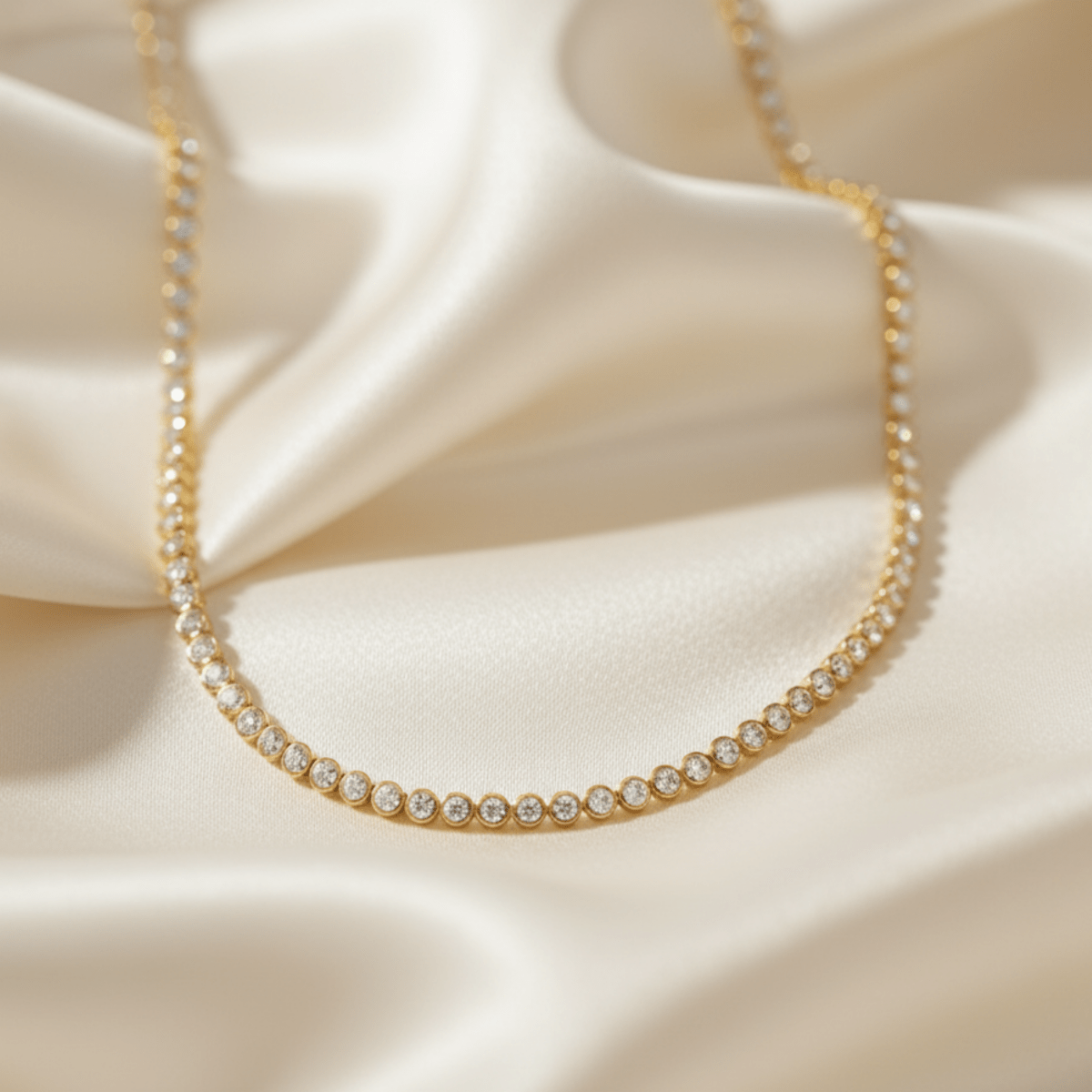 Collar de tenis de oro y plata Ocean Pebble