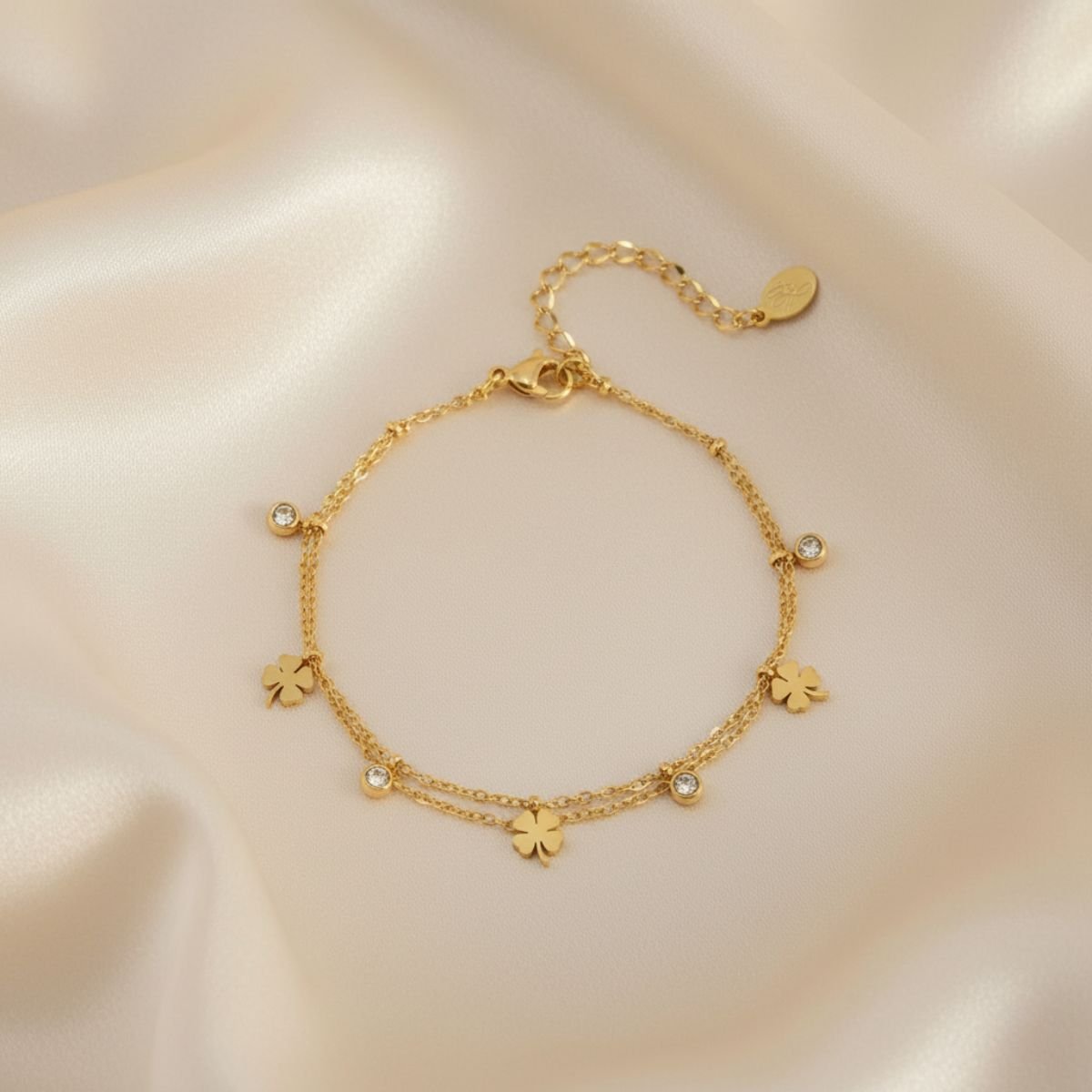 Ocean Shimmer Gouden Gelaagde Klaver Armband