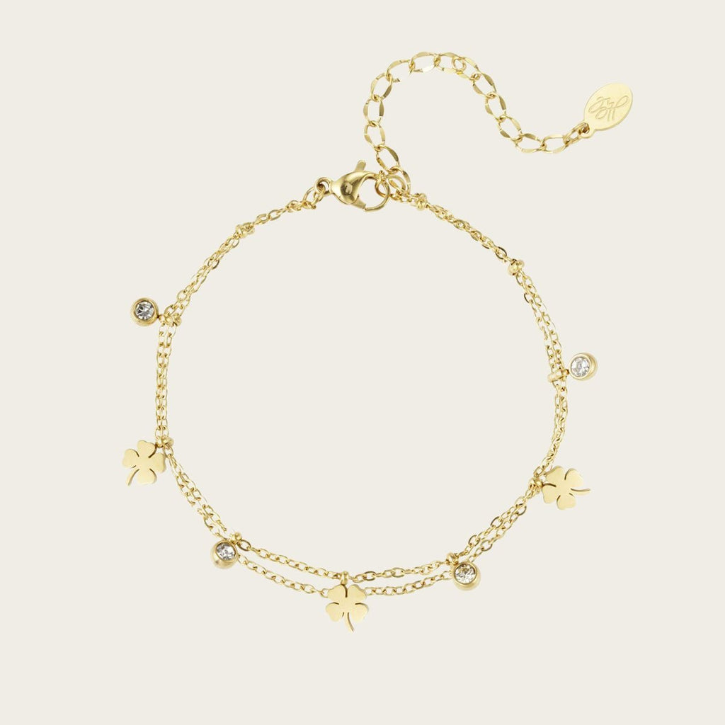 Ocean Shimmer Gouden Gelaagde Klaver Armband