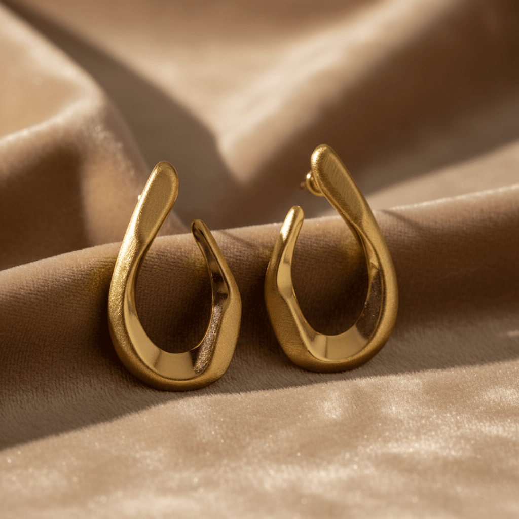 Ocean Swell Gouden Golvende Oorringen