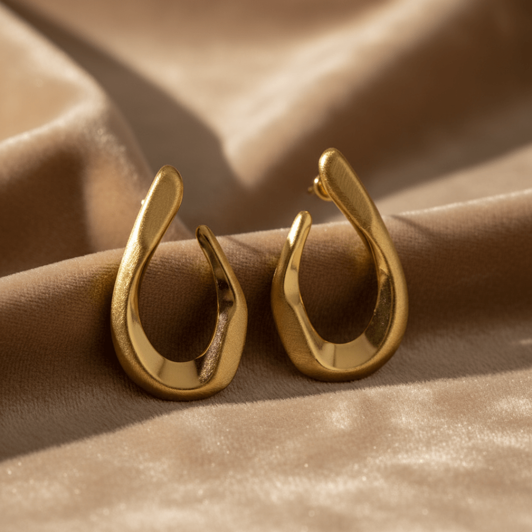 Ocean Swell Gouden Golvende Oorringen