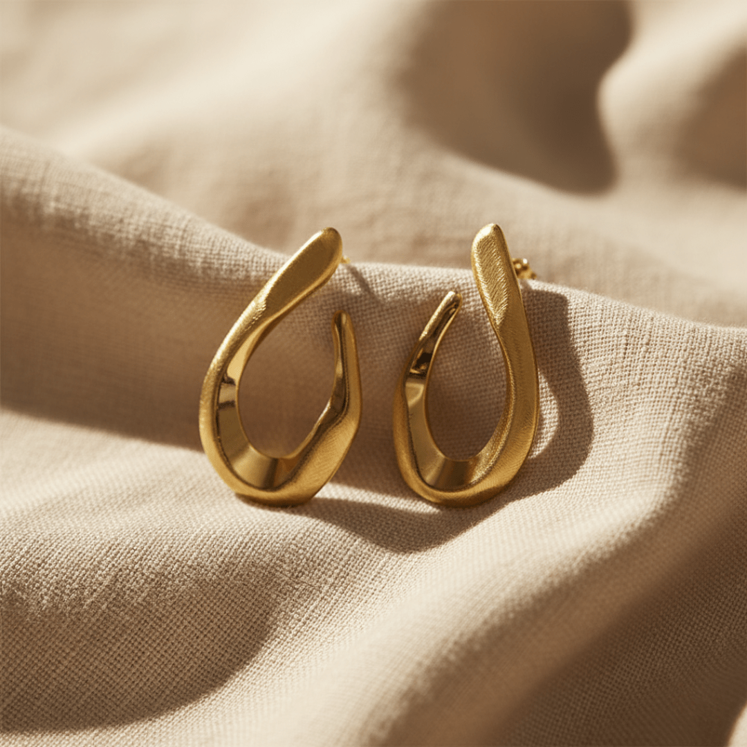 Ocean Swell Gouden Golvende Oorringen