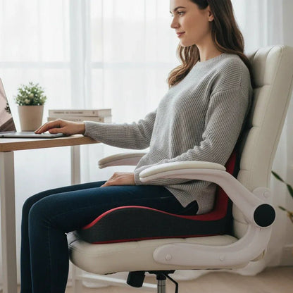 Cojín Oraliu de espuma viscoelástica en forma de L | Alivia el dolor de espalda, coxis y columna | Almohadilla ortopédica para asiento | Comodidad para oficina y hogar