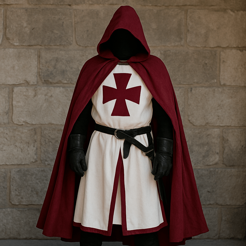 Knights Templar Crusader Costume - Authentic Tunic & Cape Set for Halloween Cosplay 1