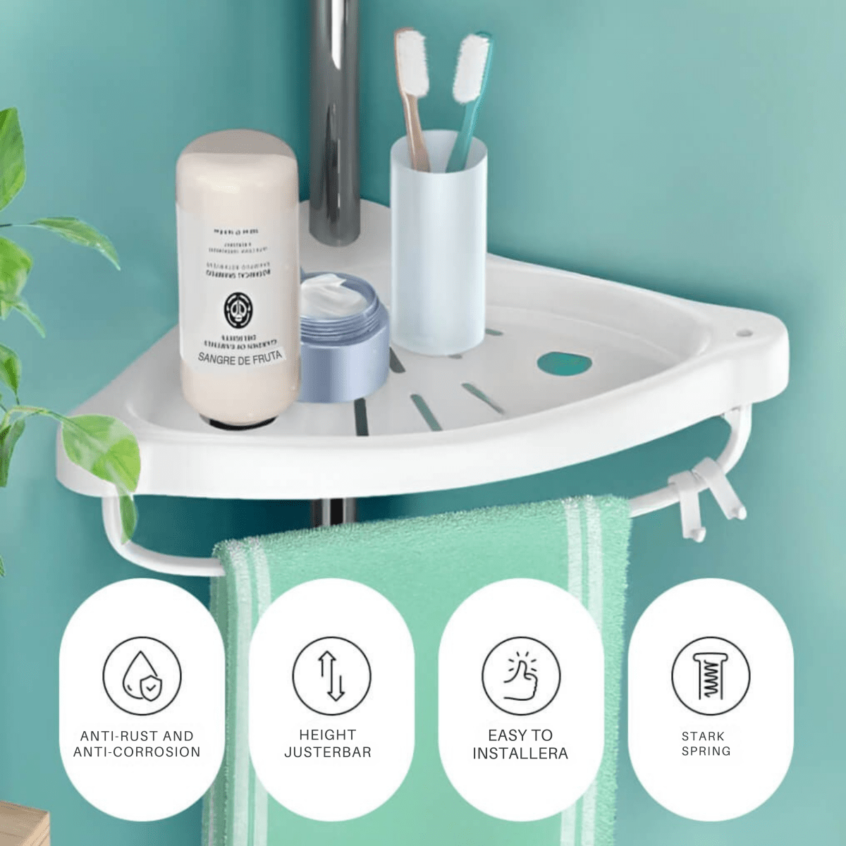 Organiva Premium Torre Portaoggetti per Doccia | Mensola da bagno estensibile con design impermeabile
