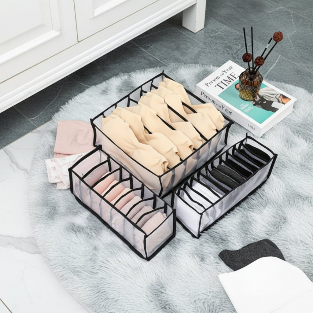 Versatile Storage Organizer for Underwear, Socks & Accessories - Space-Saving Fabric Design 1