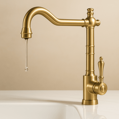 ORNAVIA – Gouden Keukenkraan met Draaibare Uitloop & Vintage Ontwerp