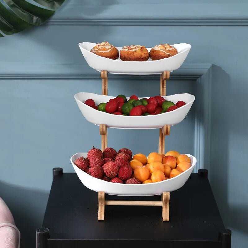 Frutero Ovaluxe de Niveles | Elegante organizador de cocina de 2 y 3 niveles para frutas y snacks