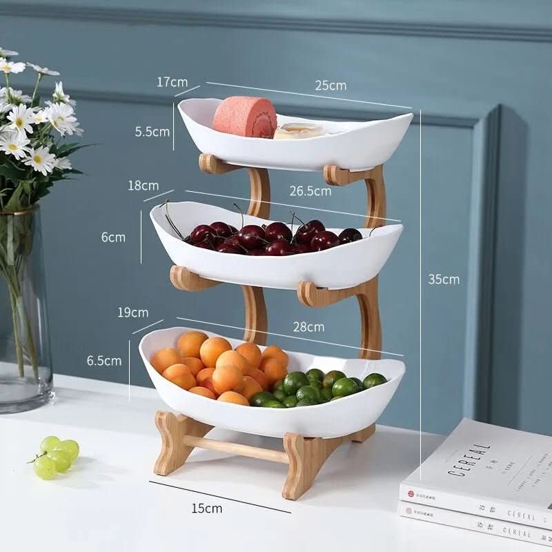 Corbeille à fruits Ovaluxe à étages | Organisateur de cuisine élégant à 2 et 3 niveaux pour fruits et snacks