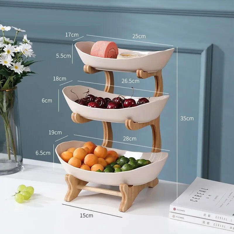 Frutero Ovaluxe de Niveles | Elegante organizador de cocina de 2 y 3 niveles para frutas y snacks