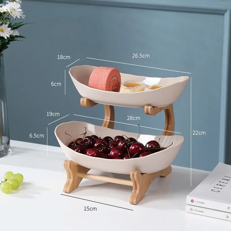 Frutero Ovaluxe de Niveles | Elegante organizador de cocina de 2 y 3 niveles para frutas y snacks