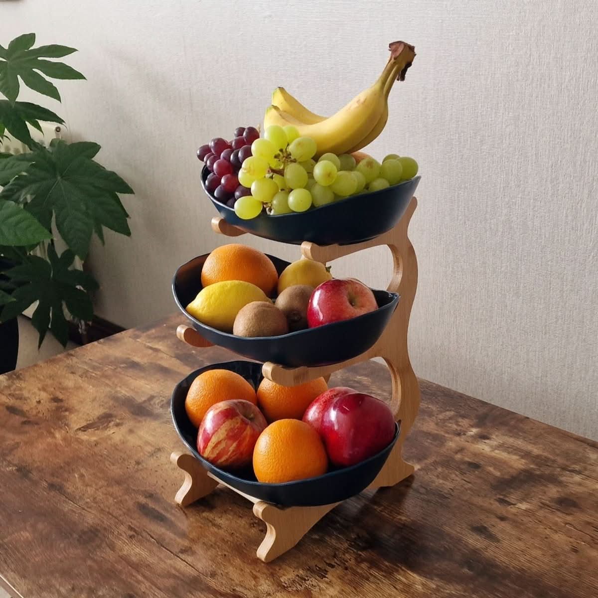 Corbeille à fruits Ovaluxe à étages | Organisateur de cuisine élégant à 2 et 3 niveaux pour fruits et snacks