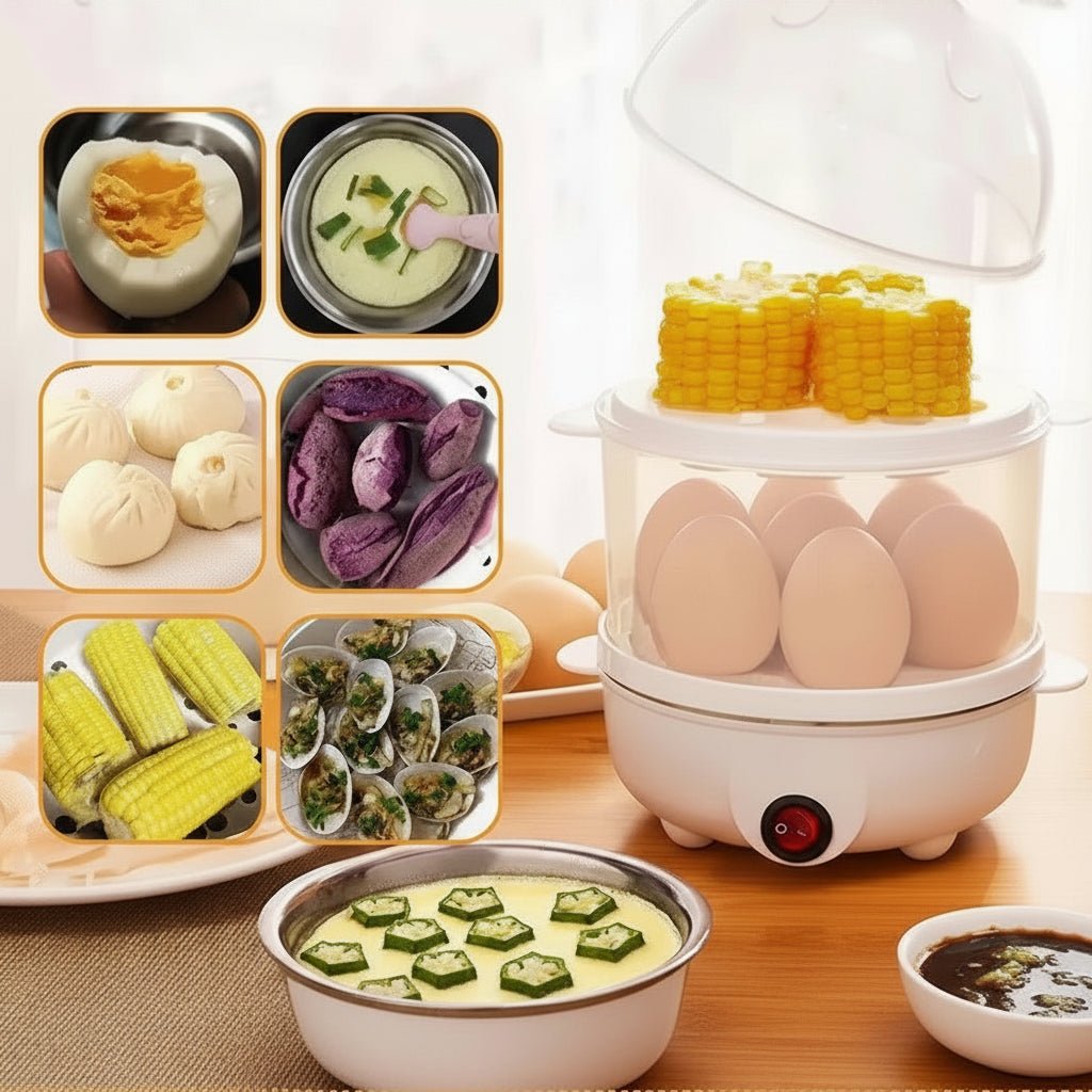 OVARIO – Electric Double-Layer Egg Cooker for Fast, Versatile Steaming