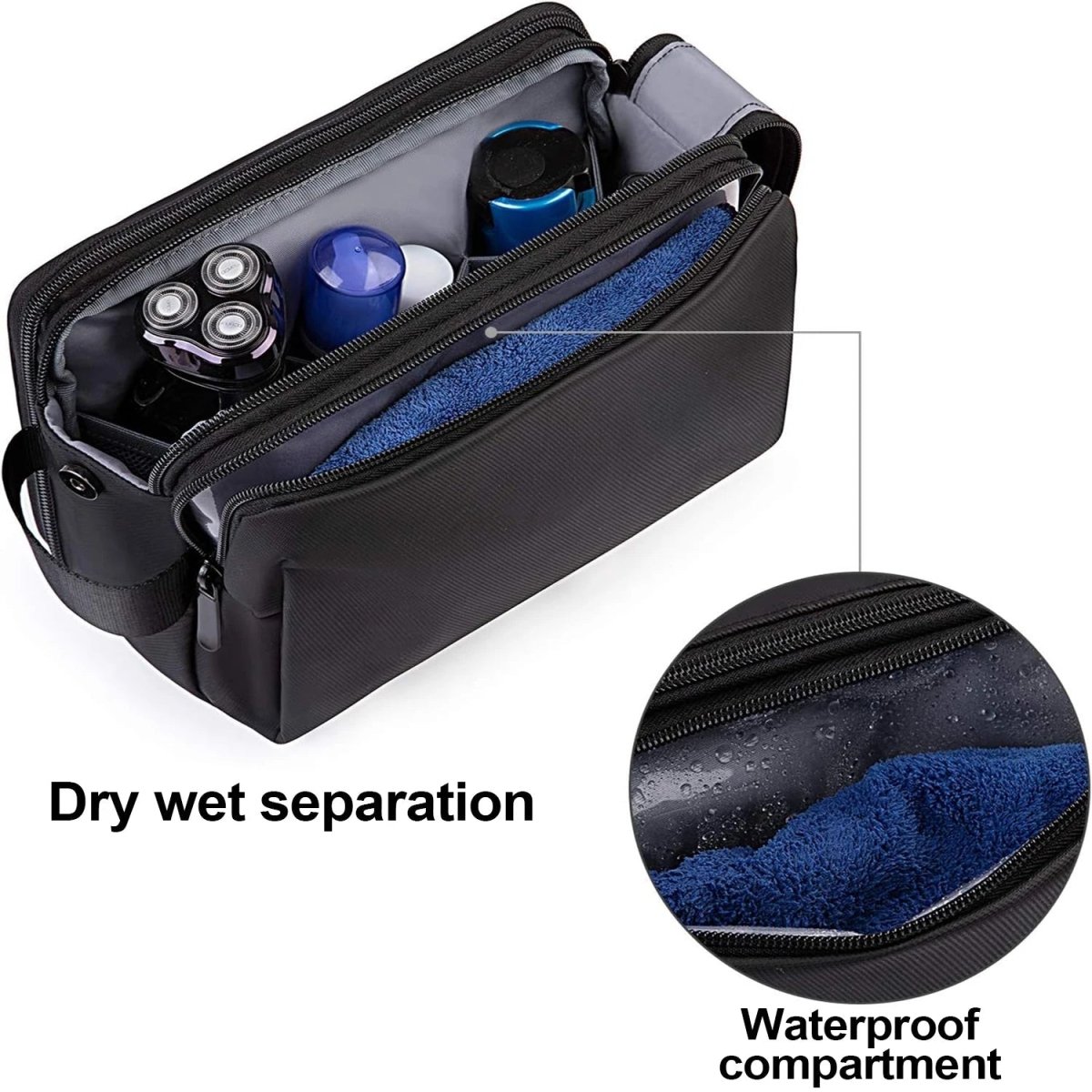 TRAVELPROX – Men’s Large Travel Toiletry Bag Water-Repellent with Double Zipper 2