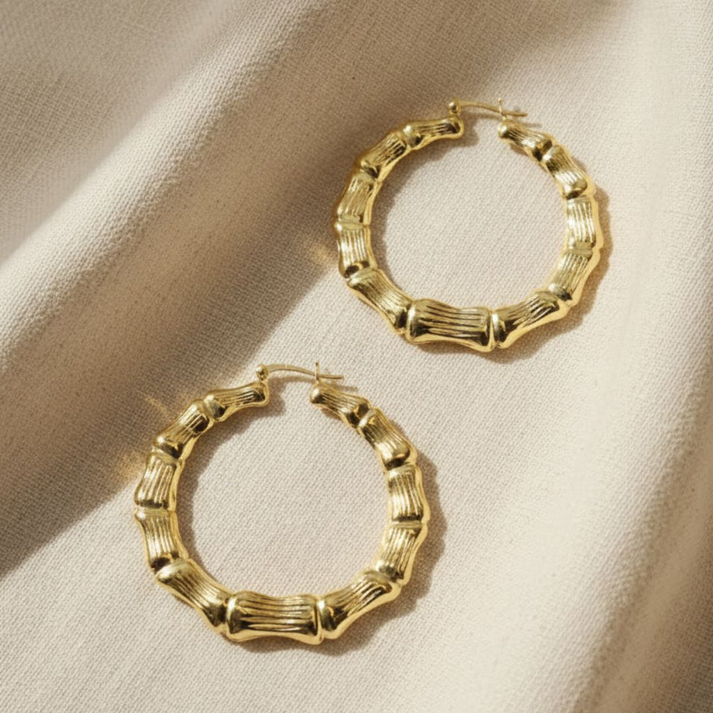 Palm Bamboo Gold Filled Earrings