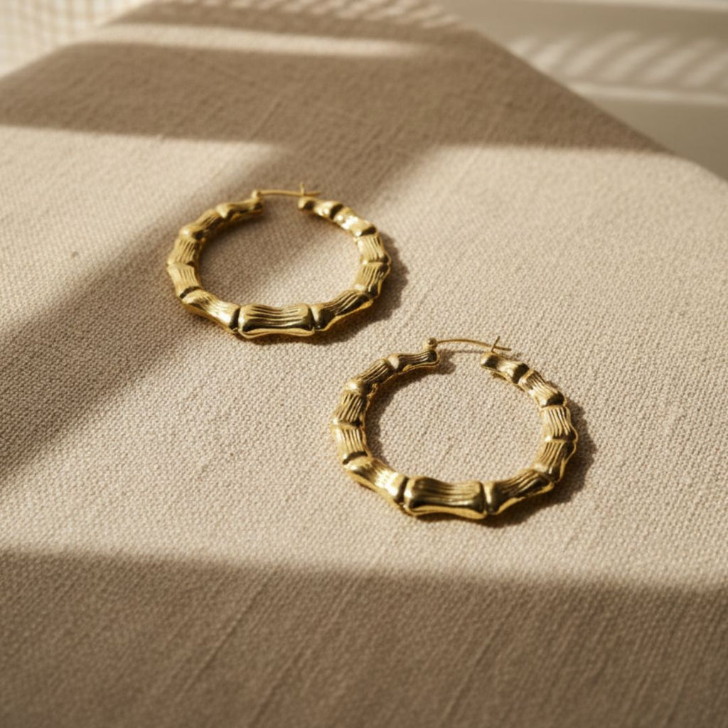 Palm Bamboo Gold Filled Earrings