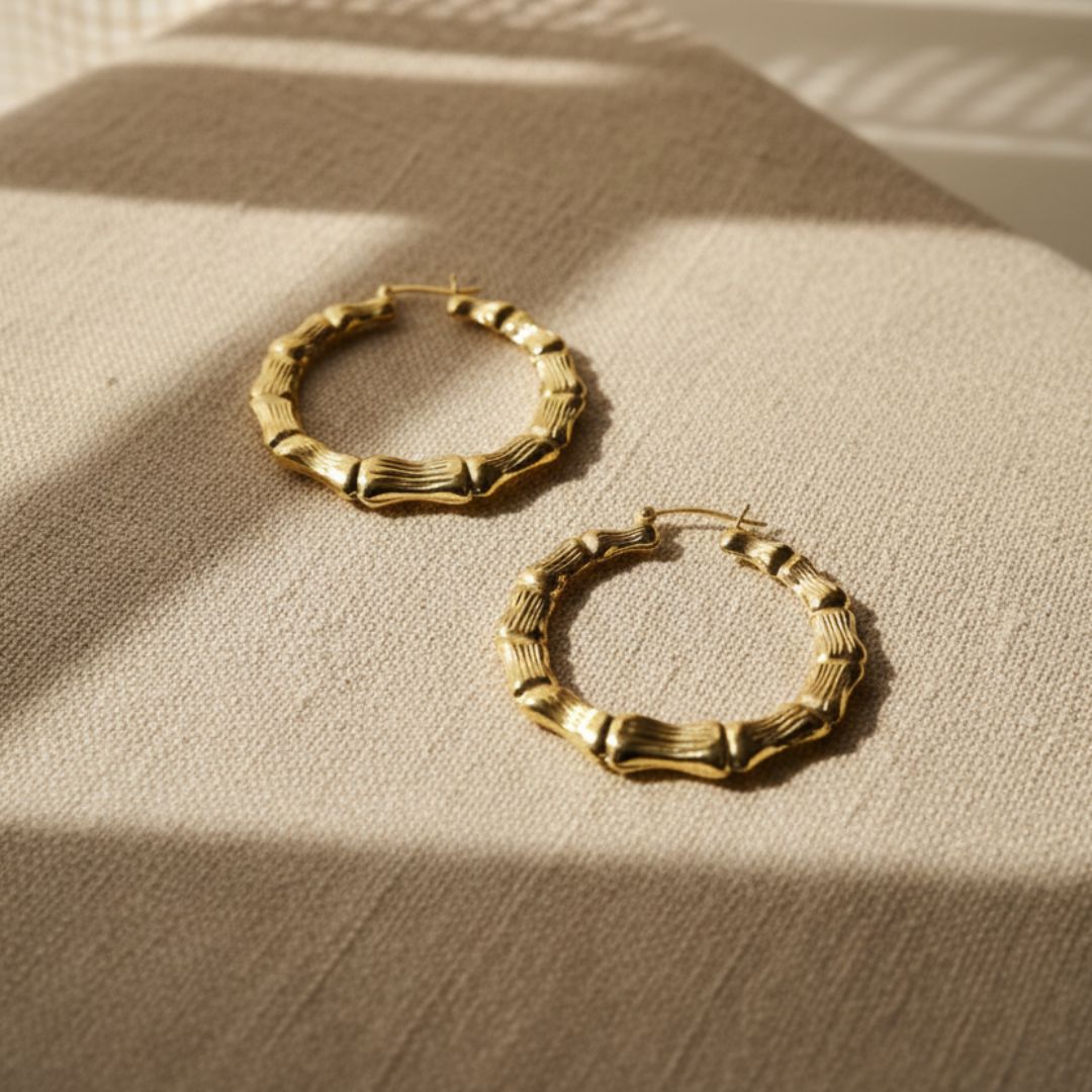 Palm Bamboo Gold Filled Earrings