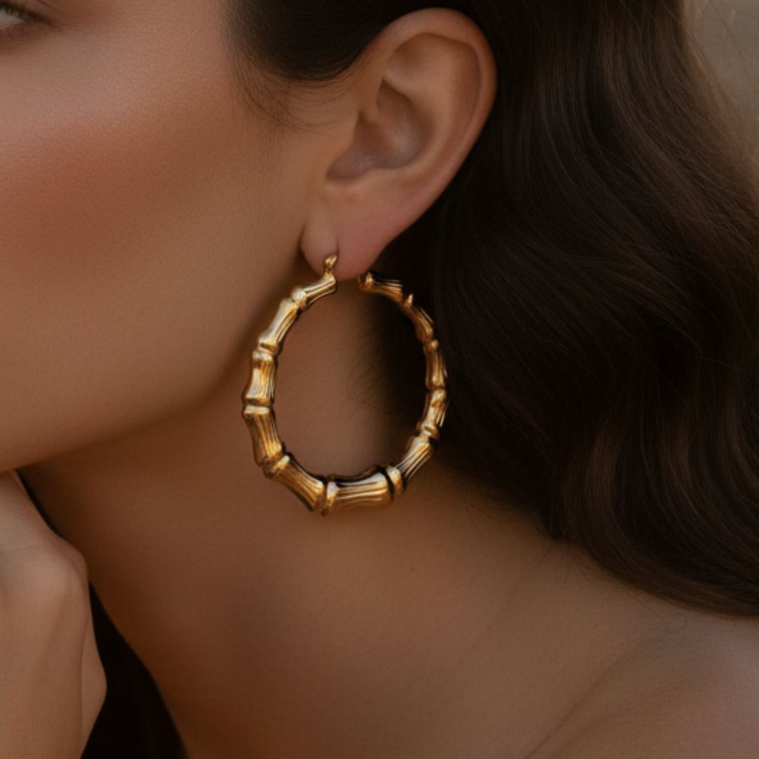 Palm Bamboo Gold Filled Earrings
