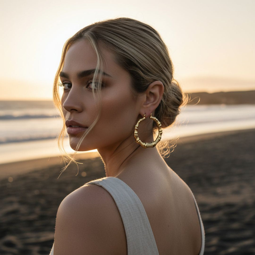 Palm Bamboo Gold Filled Earrings