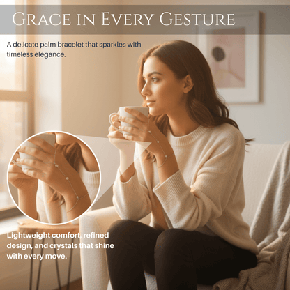 PalmGrace – Verstelbare Vinger Ring Palm Armband met Stralende Kristallen