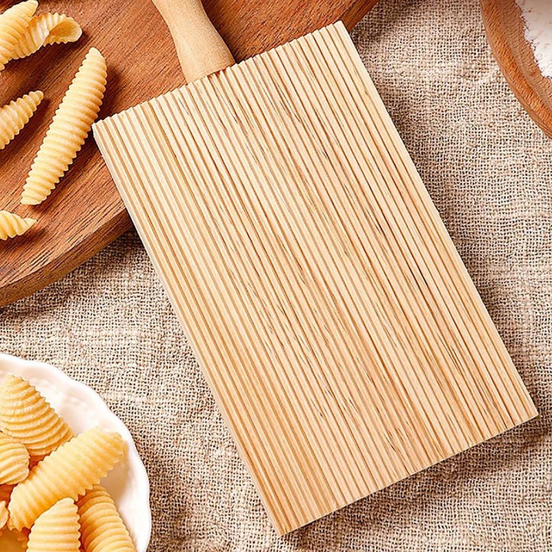 Natural Beechwood Gnocchi Board - 13.5x8.5cm Pasta Tool with Easy Grip Handle 4