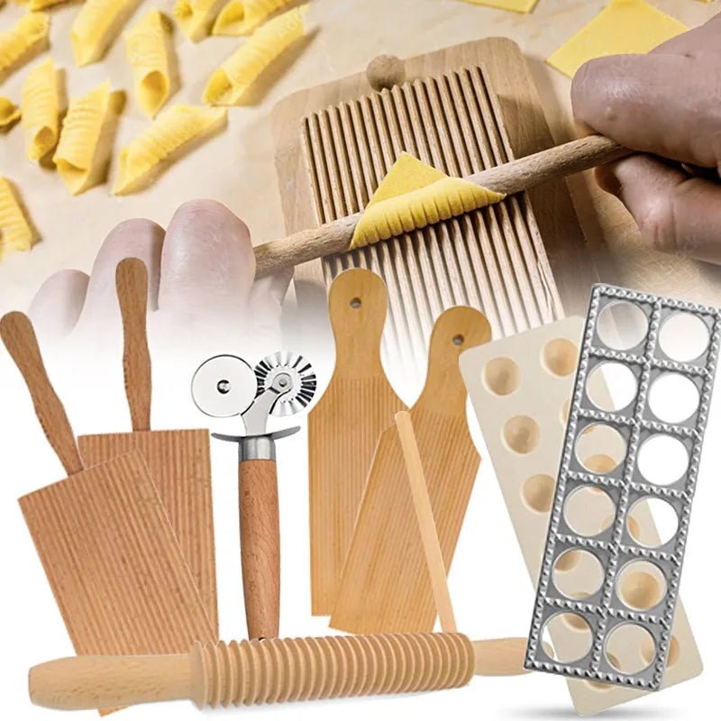 Premium Beech Wood Pasta Board & Gnocchi Paddles for Authentic Italian Cooking 0
