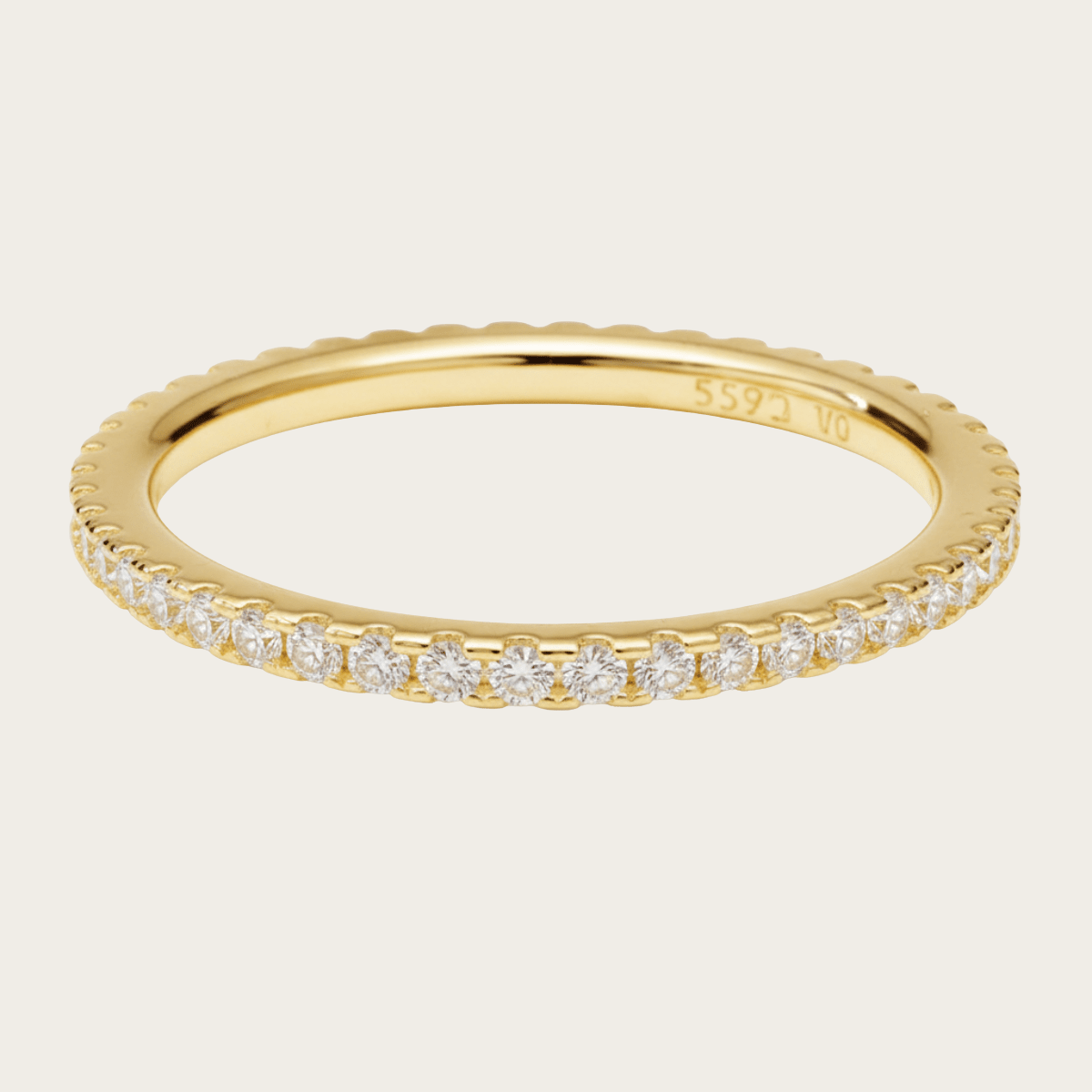 Kustlijn Glans Zilver Goud Pavé Ring